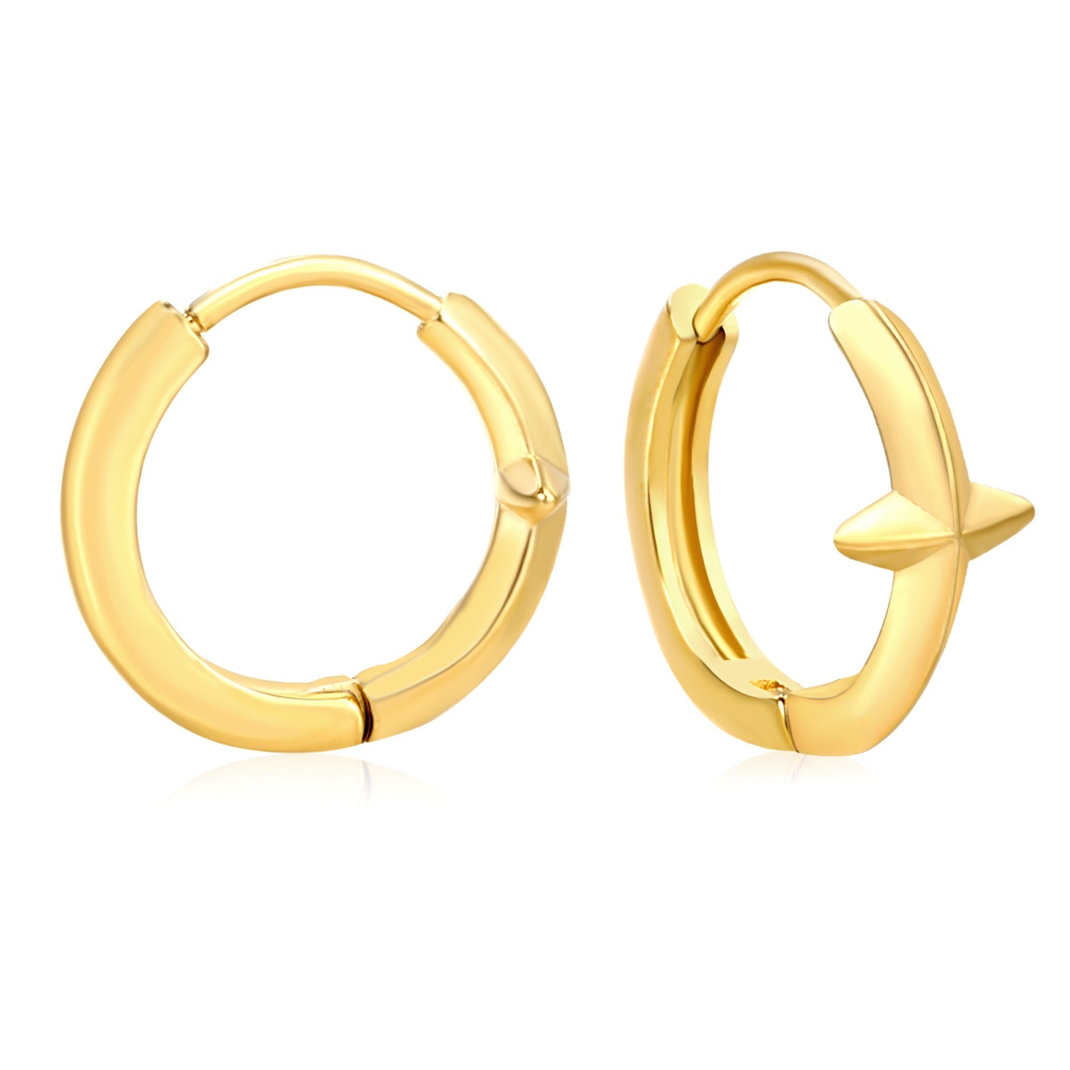 5.4mm cross-shaped with polished finish, earring hook 2.2 x inner diameter 10mm, gold-colored earrings asonjewelry